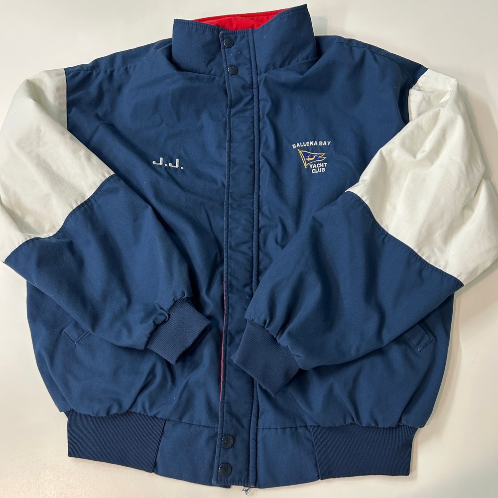 Vintage Dunbrooke Pla-Jac Yacht Club Bomber Jacket Mens Large Navy Blue USA Made